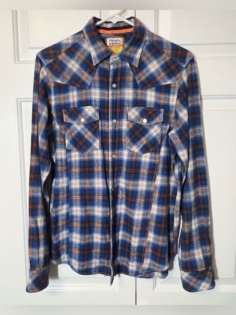 Blue Plaid “Purple and Yellow” Button-Up Western Shirt